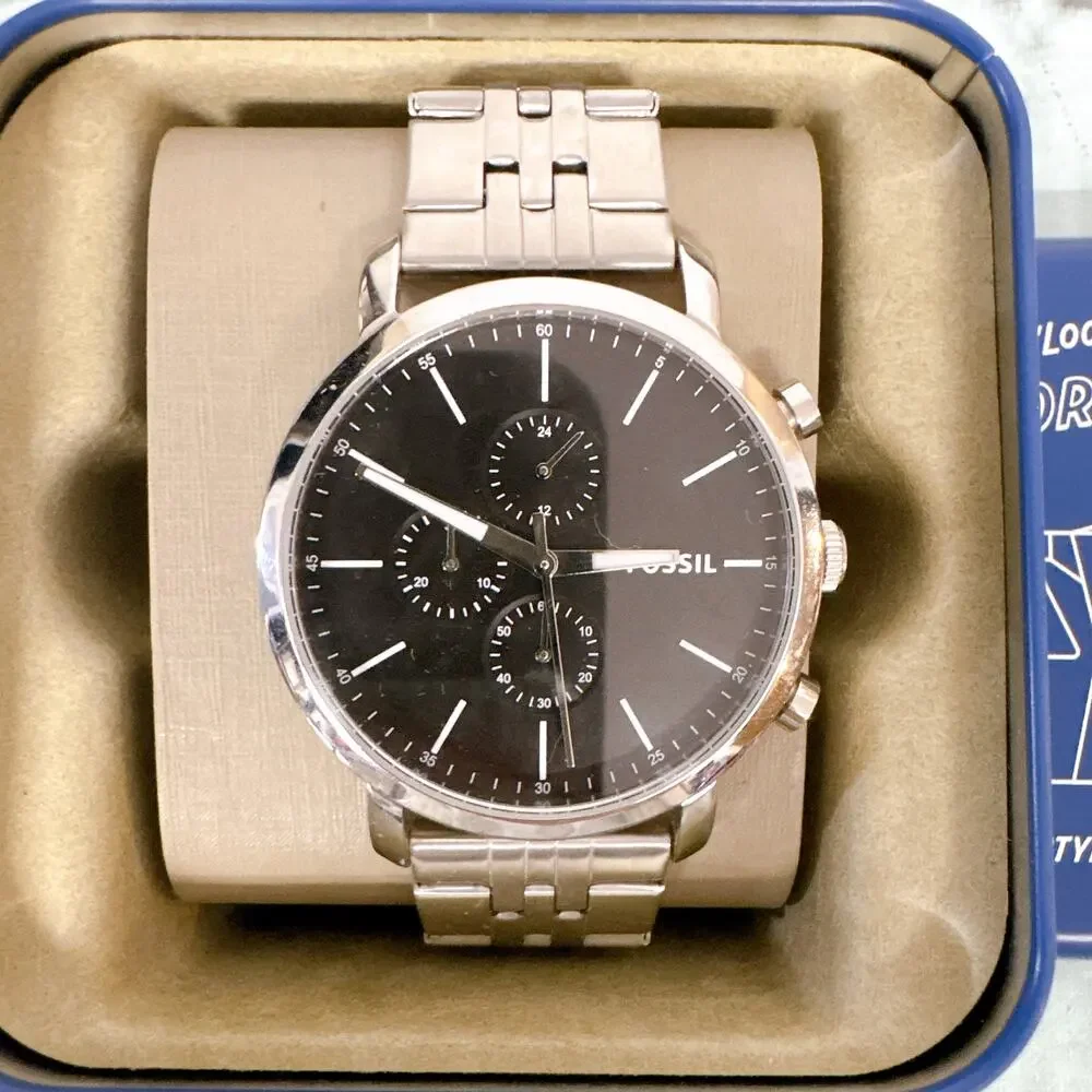 Fossil BQ2328IE Men's 44mm Luther Chrono Chronograph, Stainless Steel Watch